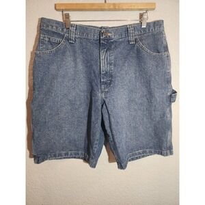 Wrangler Mens Denim Jean Cargo Shorts Size 36 Inseam 9" Relaxed Fit Carpenter